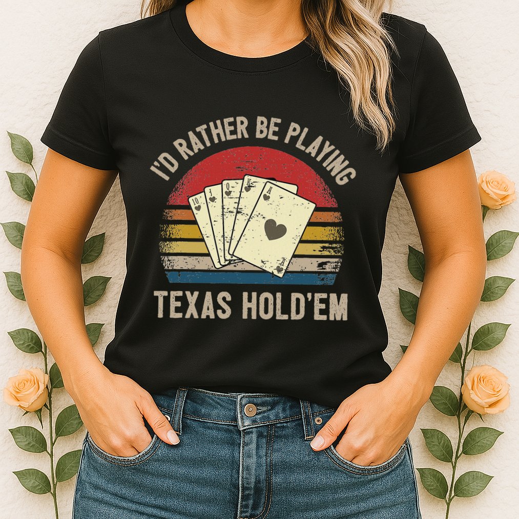 Retro Poker Player Texas HoldEm Poker Game Royal Flush Womens T-Shirt