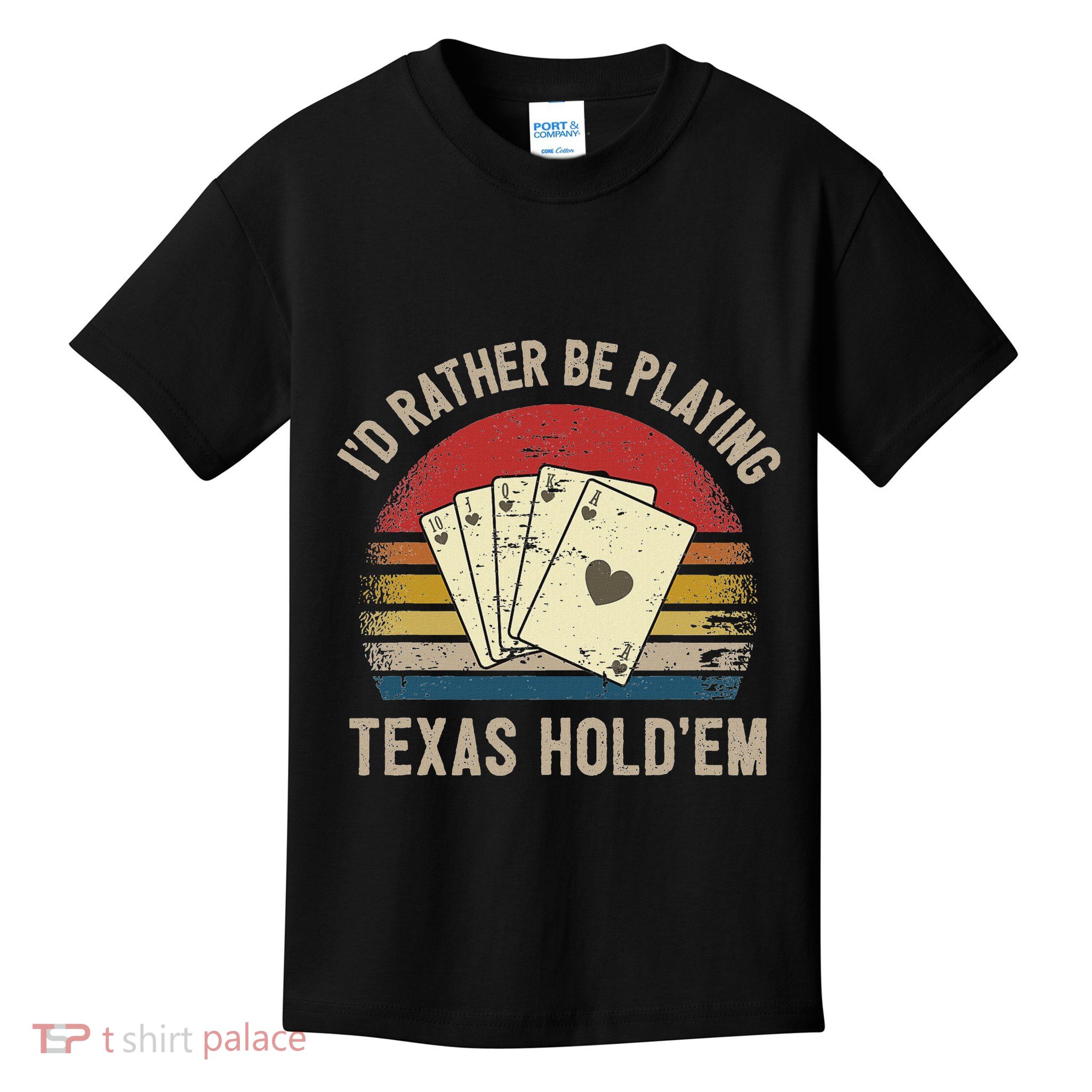 Retro Poker Player Texas HoldEm Poker Game Royal Flush Kids T-Shirt