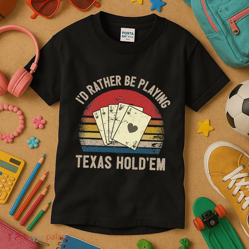 Retro Poker Player Texas HoldEm Poker Game Royal Flush Kids T-Shirt