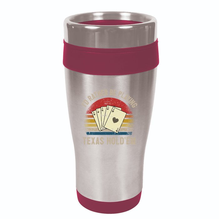 Retro Poker Player Texas HoldEm Poker Game Royal Flush 16oz Travel Tumbler