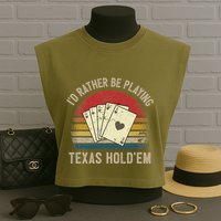 Retro Poker Player Texas HoldEm Poker Game Royal Flush Garment-Dyed Women's Muscle Tee