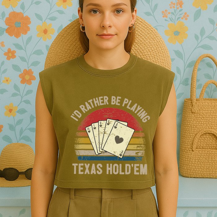 Retro Poker Player Texas HoldEm Poker Game Royal Flush Garment-Dyed Women's Muscle Tee