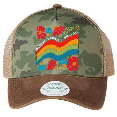 Resist Persist Prevail Funny Liberal Political Boho Floral Legacy Tie Dye Trucker Hat