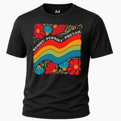 Resist Persist Prevail Funny Liberal Political Boho Floral Performance Shirt