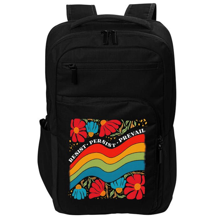Resist Persist Prevail Funny Liberal Political Boho Floral Impact Tech Backpack
