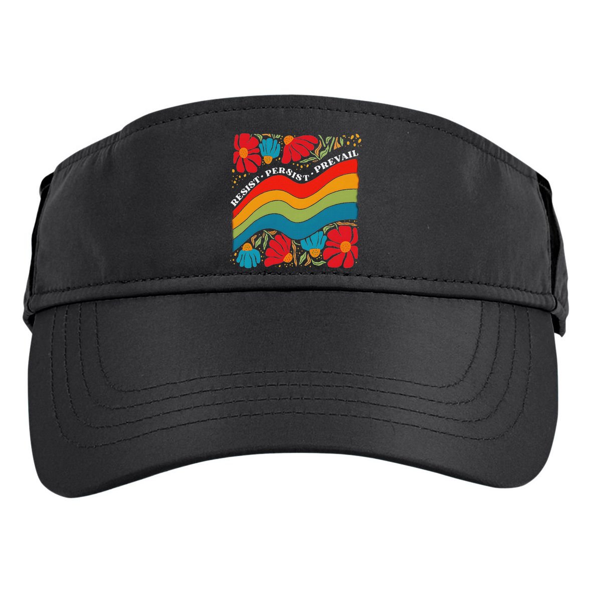 Resist Persist Prevail Funny Liberal Political Boho Floral Adult Drive Performance Visor