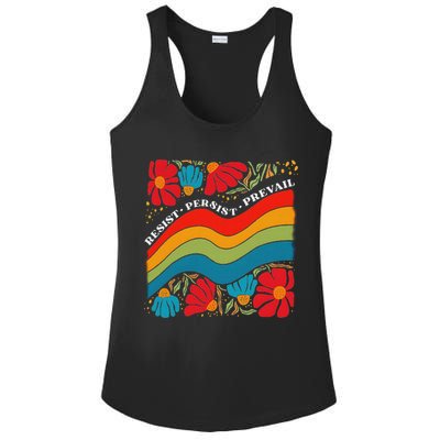 Resist Persist Prevail Funny Liberal Political Boho Floral Ladies PosiCharge Competitor Racerback Tank