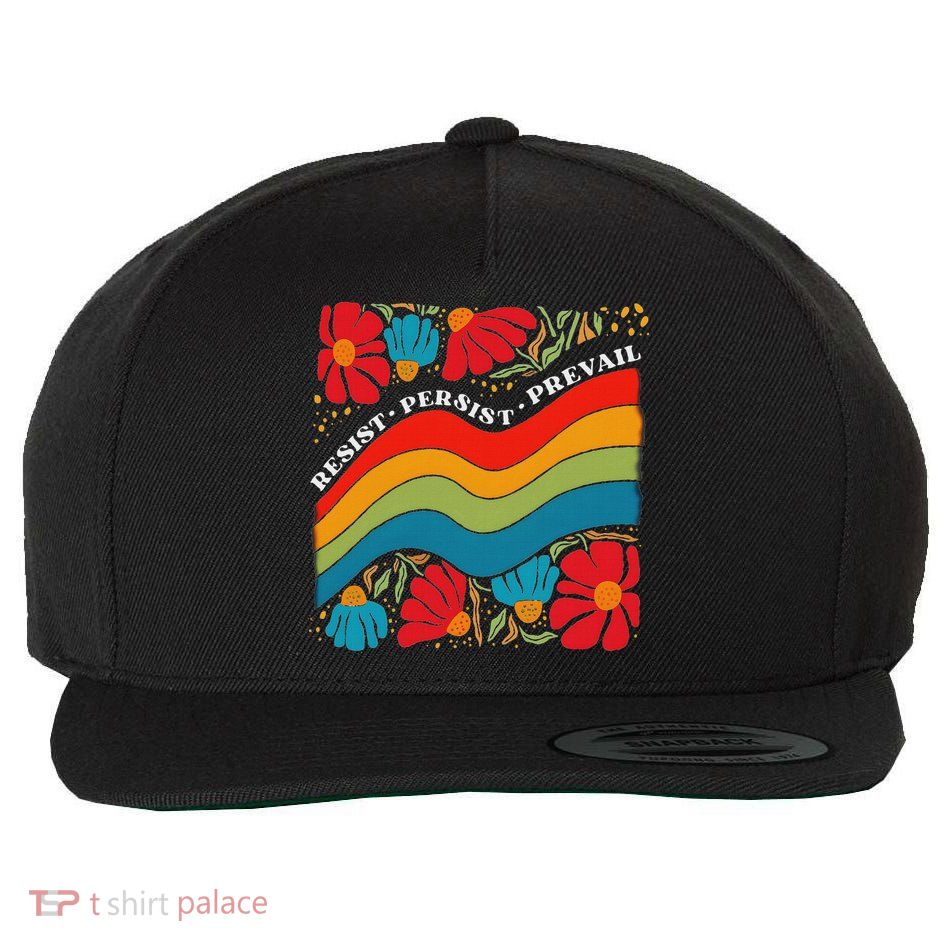 Resist Persist Prevail Funny Liberal Political Boho Floral Wool Snapback Cap