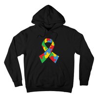 Ribbon Puzzle Piece Autism Awareness Month Gift Hoodie