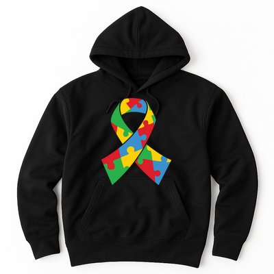 Ribbon Puzzle Piece Autism Awareness Month Gift Hoodie