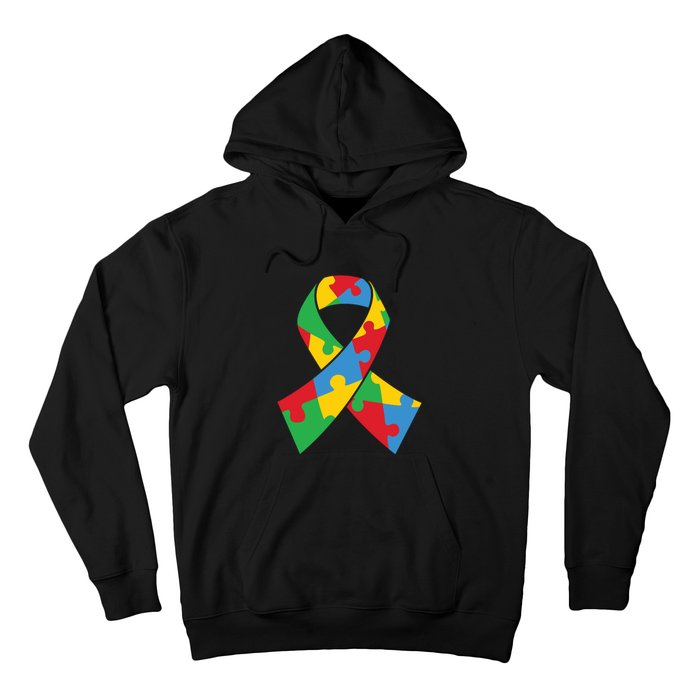 Ribbon Puzzle Piece Autism Awareness Month Gift Hoodie