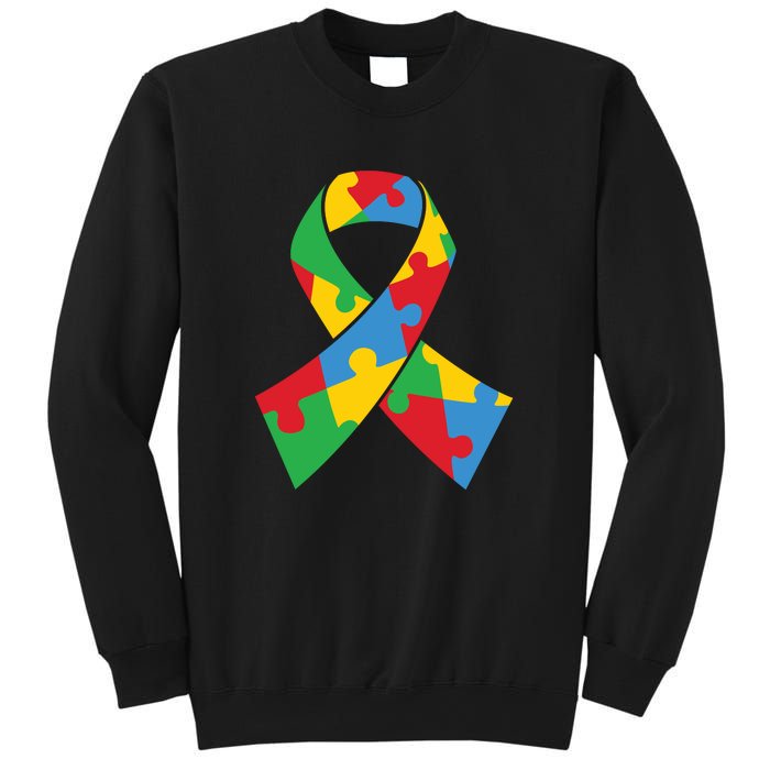 Ribbon Puzzle Piece Autism Awareness Month Gift Sweatshirt