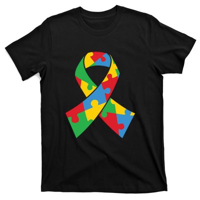 Ribbon Puzzle Piece Autism Awareness Month Gift T-Shirt