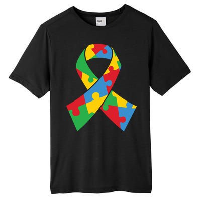 Ribbon Puzzle Piece Autism Awareness Month Gift Tall Fusion ChromaSoft Performance T-Shirt