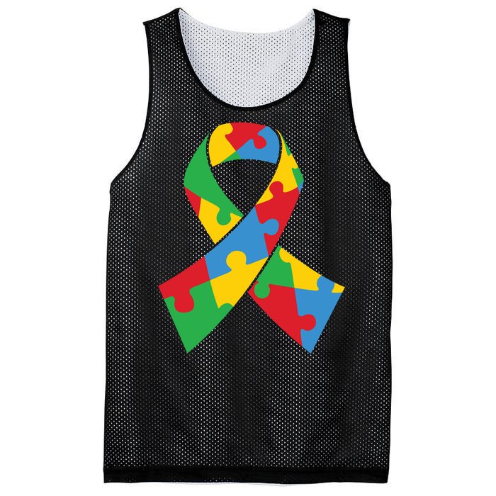 Ribbon Puzzle Piece Autism Awareness Month Gift Mesh Reversible Basketball Jersey Tank