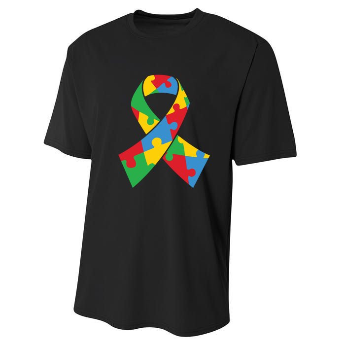 Ribbon Puzzle Piece Autism Awareness Month Gift Performance Sprint T-Shirt