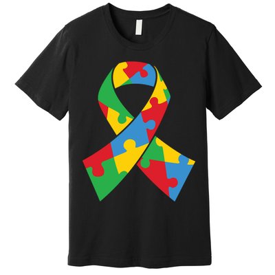 Ribbon Puzzle Piece Autism Awareness Month Gift Premium T-Shirt