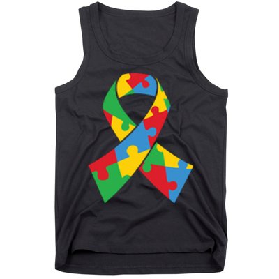 Ribbon Puzzle Piece Autism Awareness Month Gift Tank Top