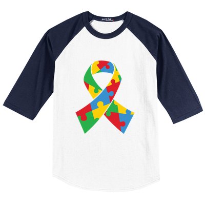 Ribbon Puzzle Piece Autism Awareness Month Gift Baseball Sleeve Shirt