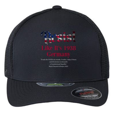 Resist Pritker Quote Germany 1938 Reject Fascism And Project Flexfit Unipanel Trucker Cap