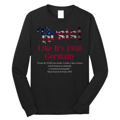 Resist Pritker Quote Germany 1938 Reject Fascism And Project Long Sleeve Shirt