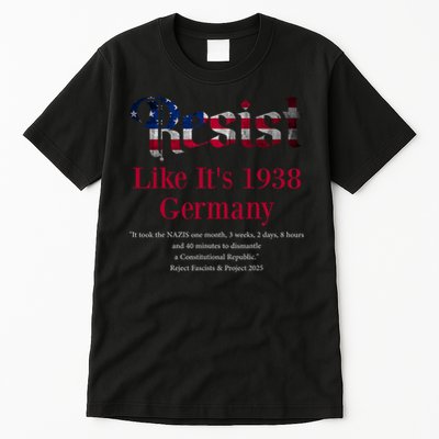 Resist Pritker Quote Germany 1938 Reject Fascism And Project Tall T-Shirt