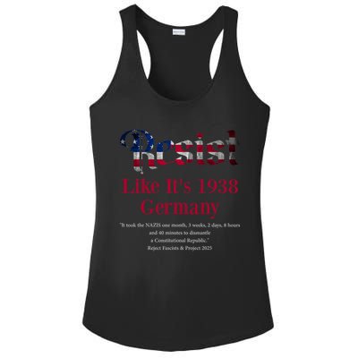 Resist Pritker Quote Germany 1938 Reject Fascism And Project Ladies PosiCharge Competitor Racerback Tank