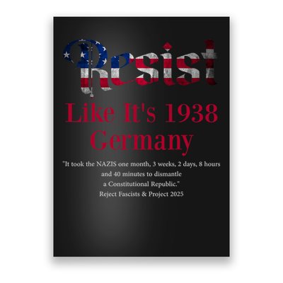 Resist Pritker Quote Germany 1938 Reject Fascism And Project Poster