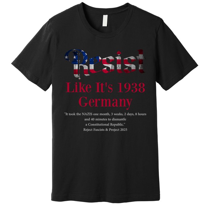 Resist Pritker Quote Germany 1938 Reject Fascism And Project Premium T-Shirt