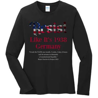 Resist Pritker Quote Germany 1938 Reject Fascism And Project Ladies Long Sleeve Shirt