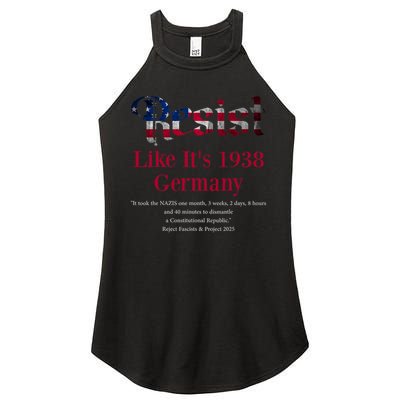 Resist Pritker Quote Germany 1938 Reject Fascism And Project Women's Perfect Tri Rocker Tank
