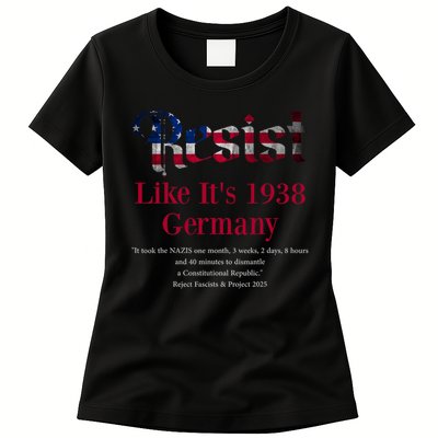 Resist Pritker Quote Germany 1938 Reject Fascism And Project Womens T-Shirt