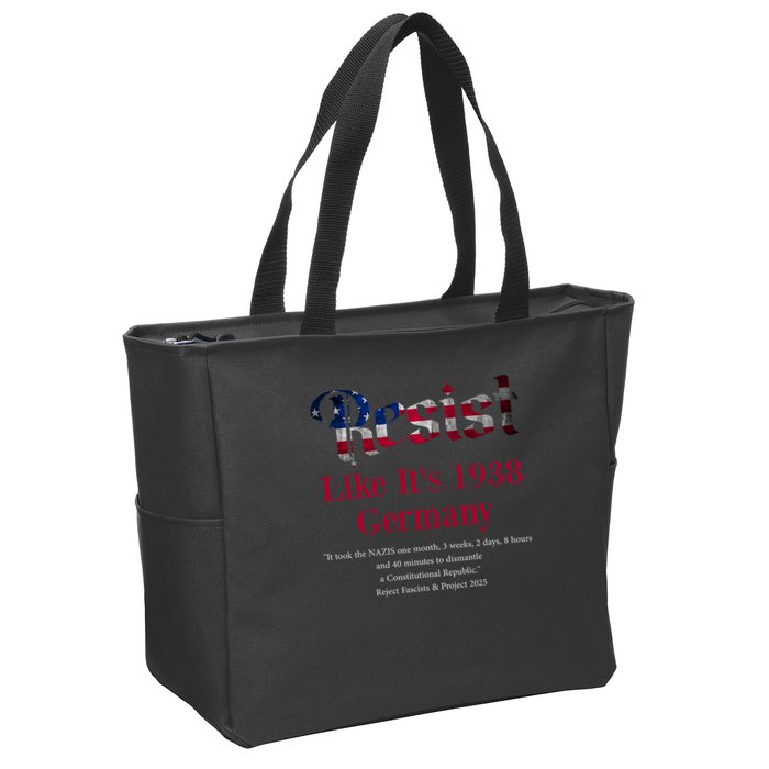 Resist Pritker Quote Germany 1938 Reject Fascism And Project Zip Tote Bag