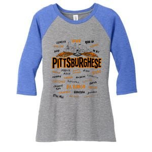 Rare Pittsburghese Women's Tri-Blend 3/4-Sleeve Raglan Shirt