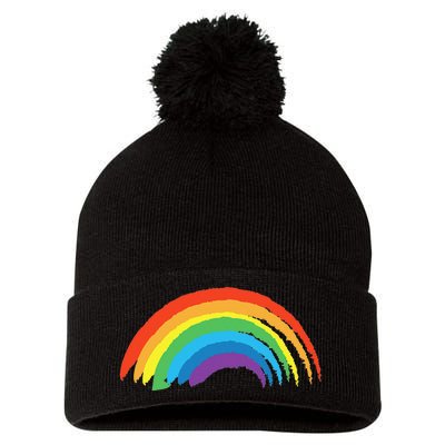 Rainbow Pride Retro Pom Pom 12in Knit Beanie