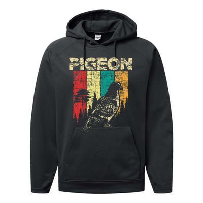 Retro Pigeon Racing Birdwatching Bird Lover Ornithologist Performance Fleece Hoodie