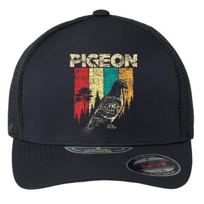 Retro Pigeon Racing Birdwatching Bird Lover Ornithologist Flexfit Unipanel Trucker Cap