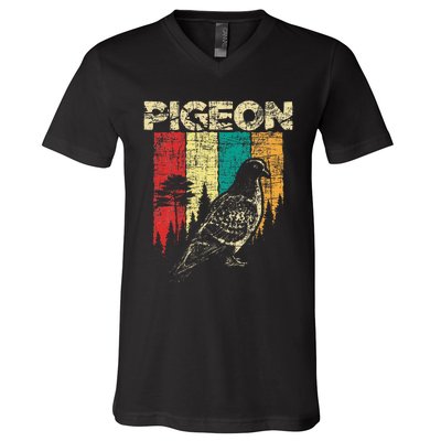 Retro Pigeon Racing Birdwatching Bird Lover Ornithologist V-Neck T-Shirt