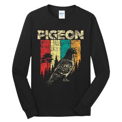 Retro Pigeon Racing Birdwatching Bird Lover Ornithologist Tall Long Sleeve T-Shirt