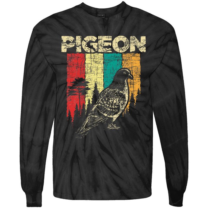 Retro Pigeon Racing Birdwatching Bird Lover Ornithologist Tie-Dye Long Sleeve Shirt