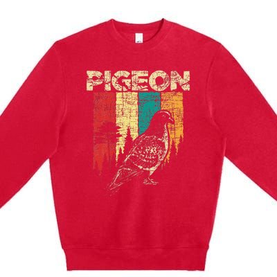 Retro Pigeon Racing Birdwatching Bird Lover Ornithologist Premium Crewneck Sweatshirt