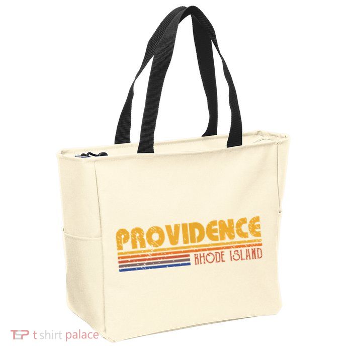 Retro Providence Rhode Island Zip Tote Bag