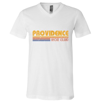 Retro Providence Rhode Island V-Neck T-Shirt