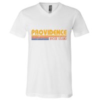 Retro Providence Rhode Island V-Neck T-Shirt