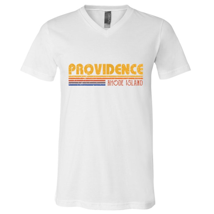 Retro Providence Rhode Island V-Neck T-Shirt