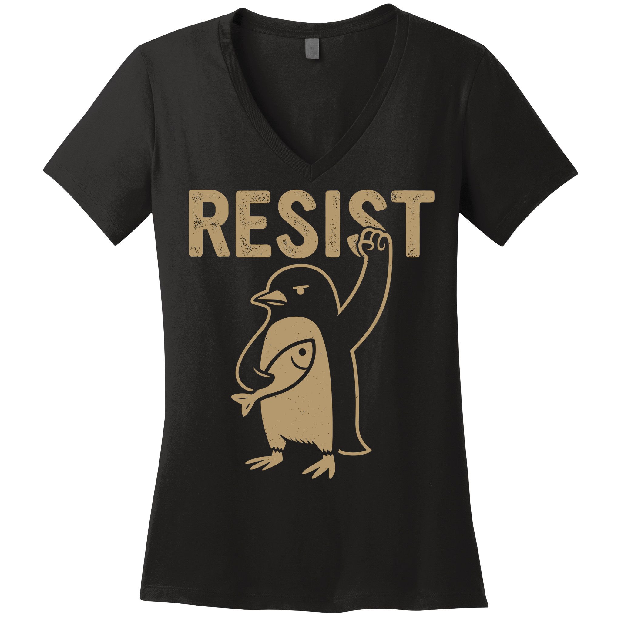 Resist Penguin Women's V-Neck T-Shirt