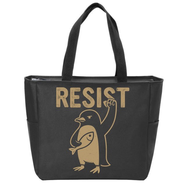 Resist Penguin Zip Tote Bag