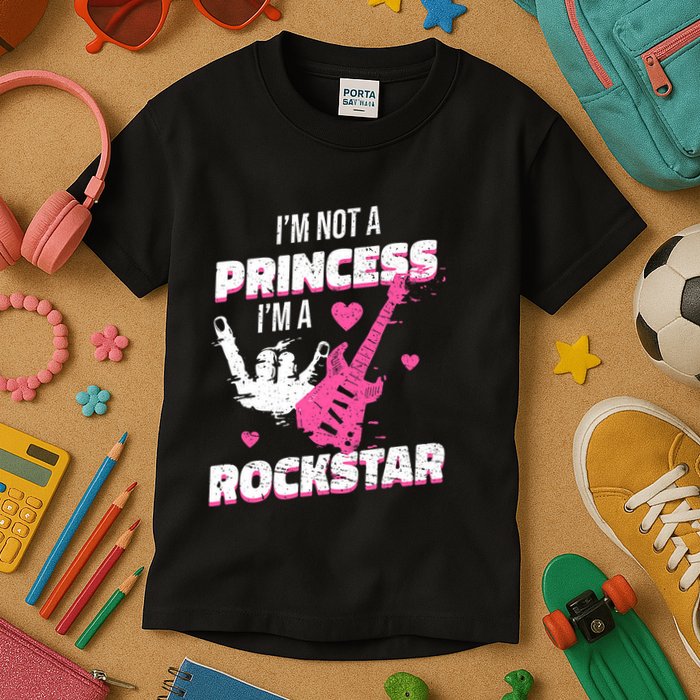 Rockstar Princess Roll Im Not A Princess Im A Rockstar Kids T-Shirt
