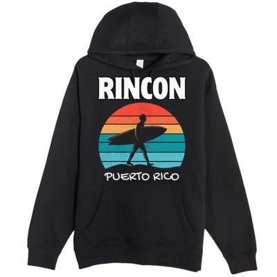 Rincon Puerto Rico Surf Retro Sunset Surfing Travel Premium Pullover Hoodie