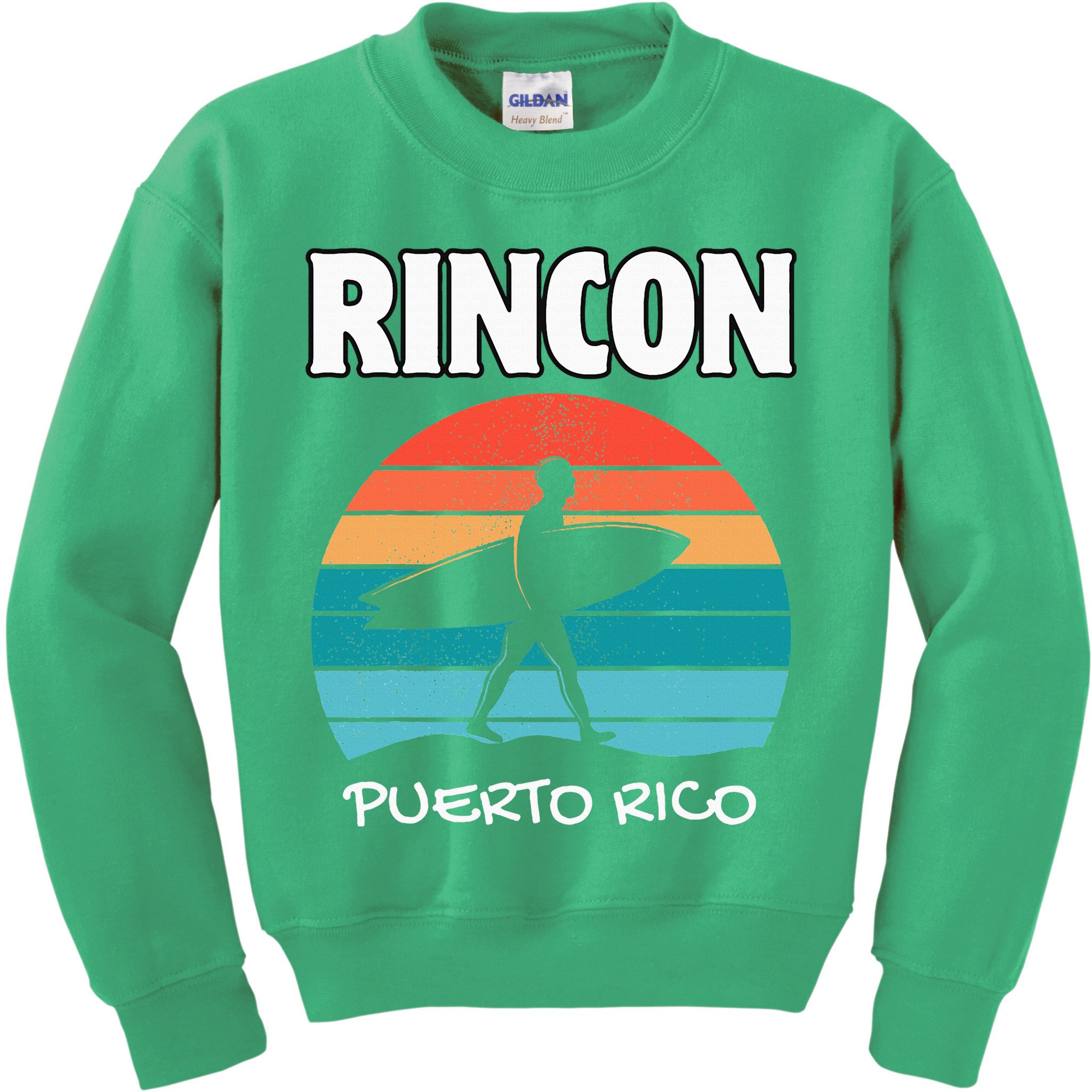 Rincon Puerto Rico Surf Retro Sunset Surfing Travel Kids Sweatshirt